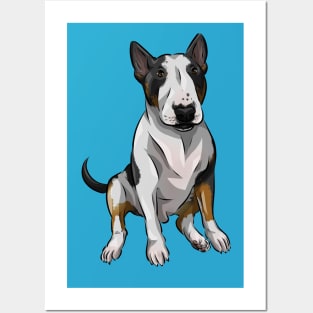 Cute English Bull Terrier Dog | Tricolour | Tricolor Posters and Art